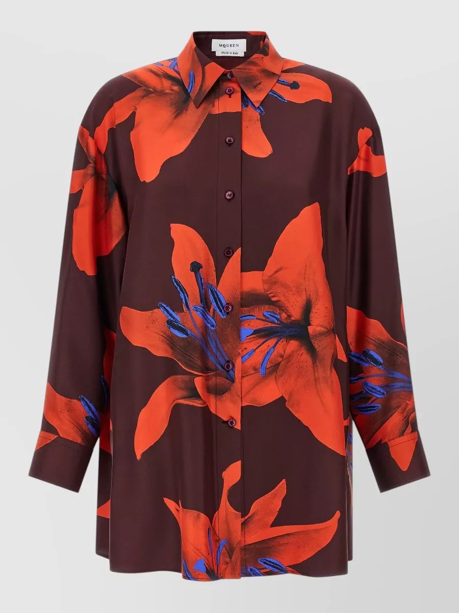 Mc Queen silk printed long-sleeve shirt