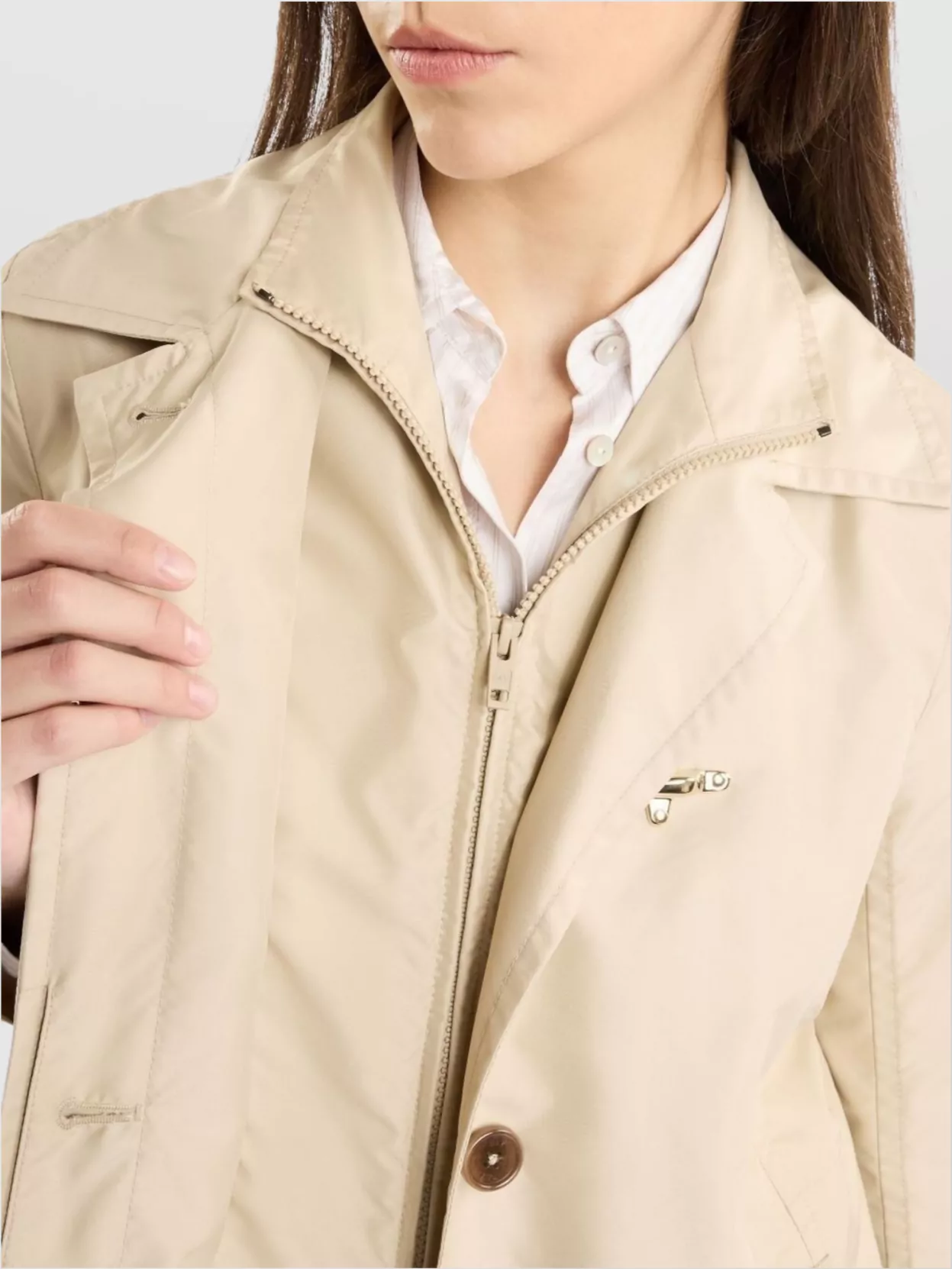 Fay Double-breasted Poplin Coat With Pockets