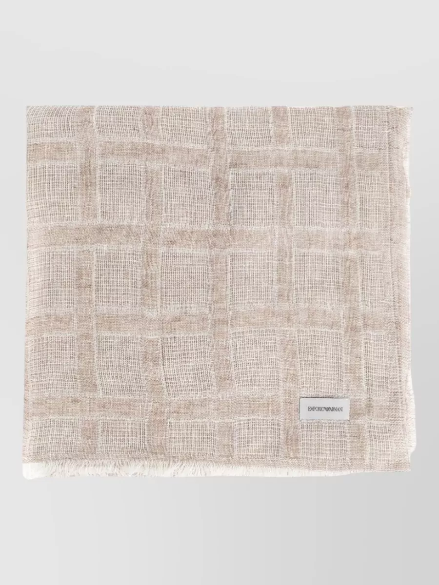 Emporio Armani Checked Linen Scarf