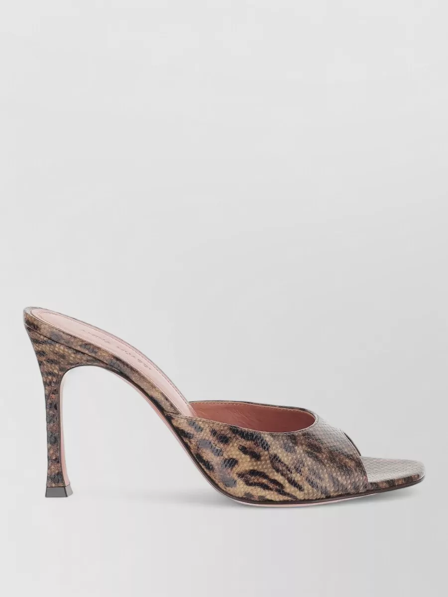 Amina Muaddi Leather Leopard Snake-Print Sandals