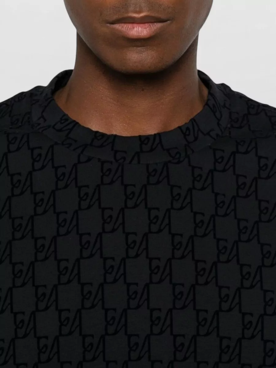 Emporio Armani Ribbed Monogram Crew-Neck Sweatshirt