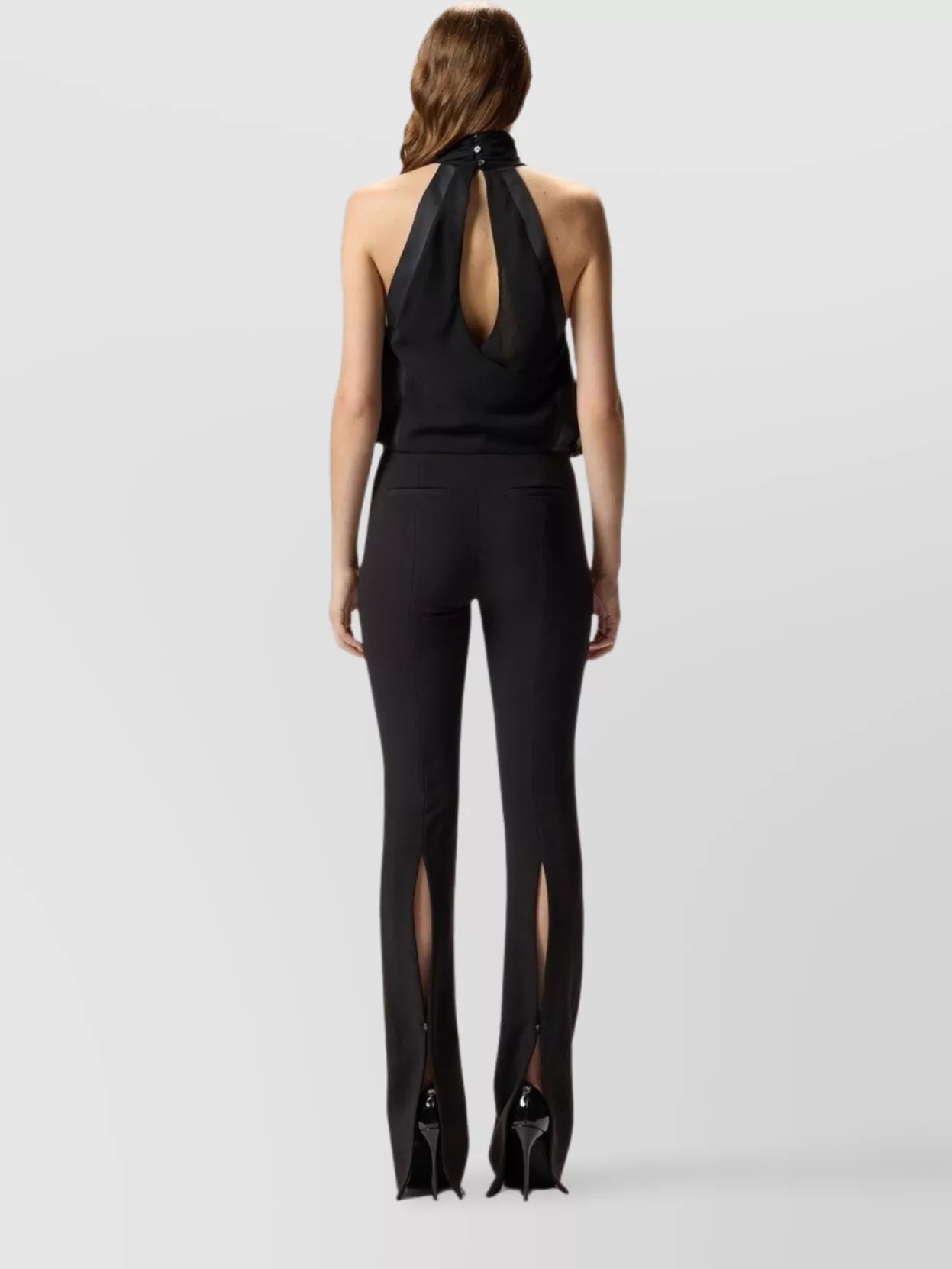 Pinko Halterneck Top With Button Detail And Keyhole
