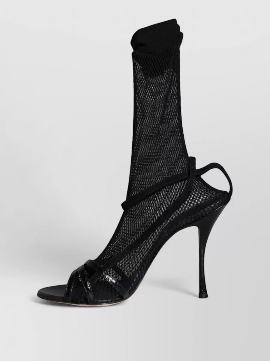 Dolce&Gabbana Leather Mesh Stiletto Sandals