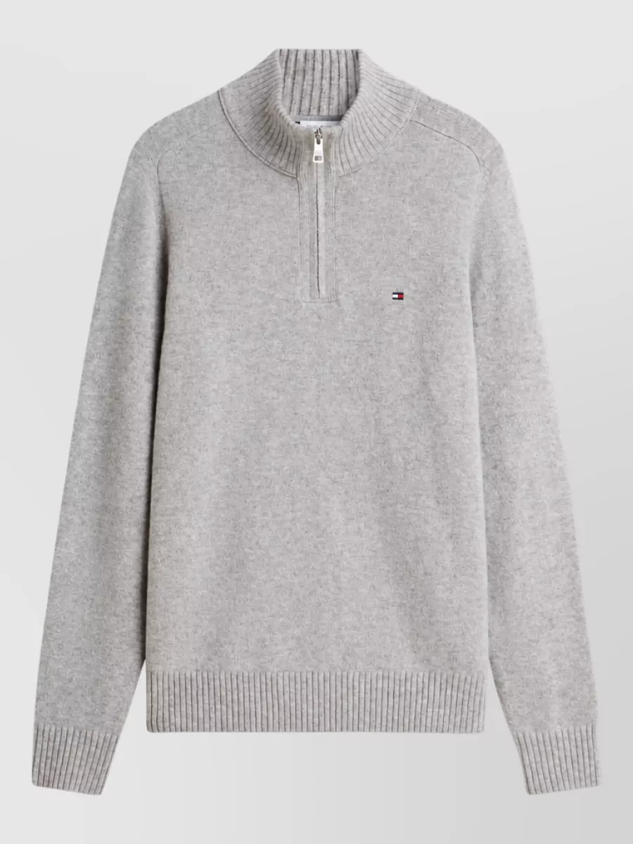 Tommy Hilfiger lambswool ribbed quarter-zip mock-neck jumper