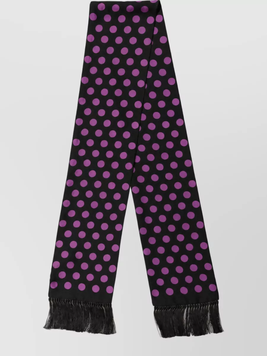 Dolce&Gabbana silk polka-dot fringed scarf