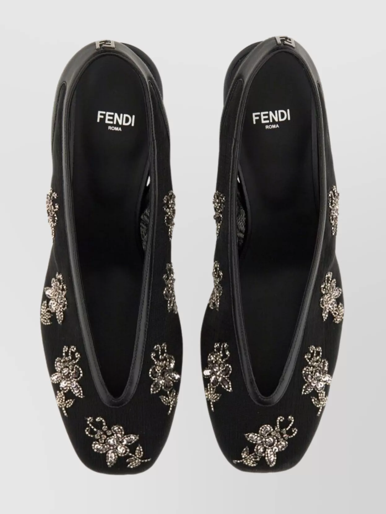 Fendi Embroidered Kitten Heel Slingback Pumps