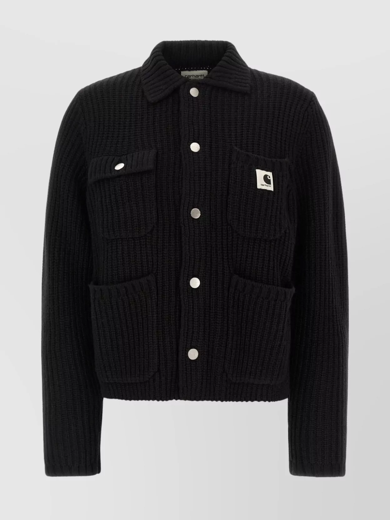 Carhartt Cardigan With Collared Design And Pockets In Black