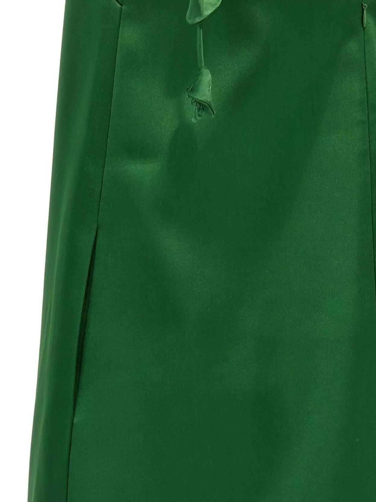 Self-portrait Green Mini Dress With V Neck And Shoulder Straps With Floral Embellishments In Tech Fabric Woman