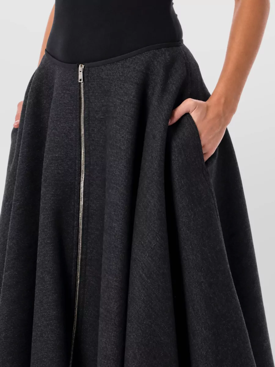 Prada Virgin Wool Flared Midi Skirt