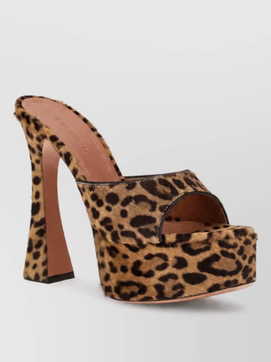 Amina Muaddi leopard-print calf leather platform mules