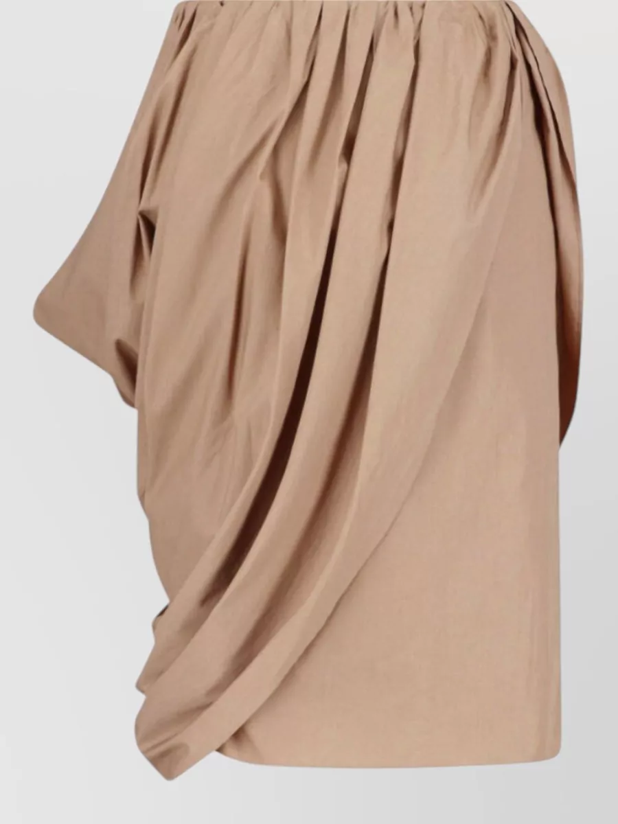 Chloé Cotton Draped Gathered Asymmetric Wrap Midi Skirt