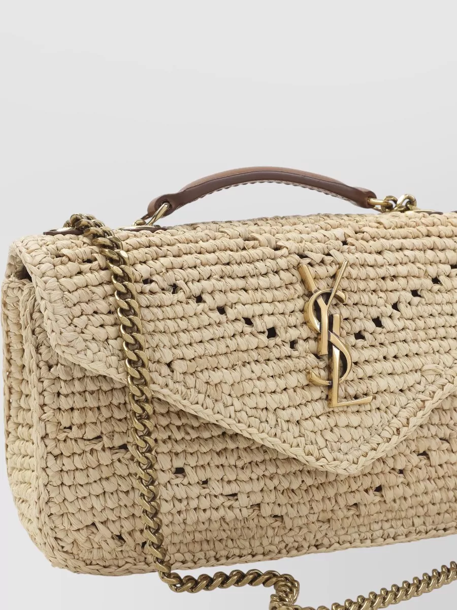 Saint Laurent Loulou Mini Raffia Cross-Body Bag