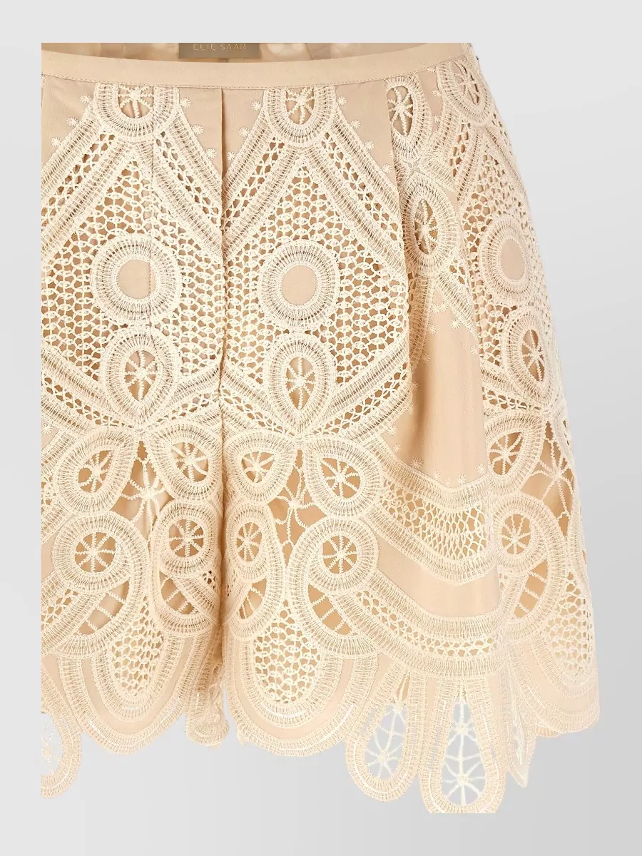 Elie Saab Macramé Embroidered High-Rise Flared Shorts