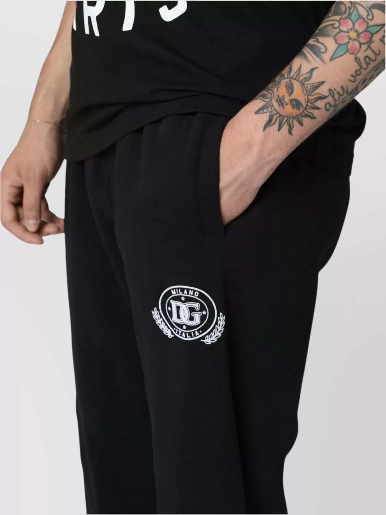 Dolce & Gabbana Logo Print Sweatpants With Zippered Pocket In Black