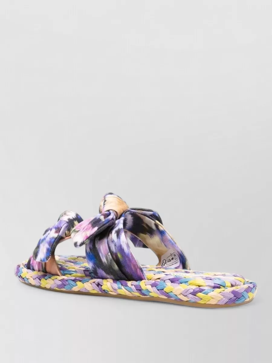 Zimmermann Linen floral-print knotted flat slides