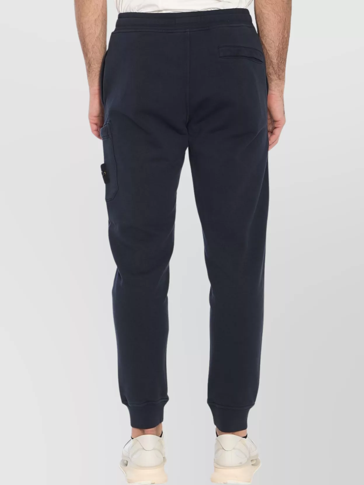 Stone Island Fleece Cotton Jogger Pants With Ribbed Cuffs