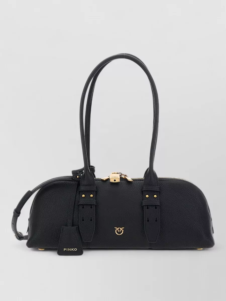 Pinko bowling horizontal big sheep leather shoulder bag