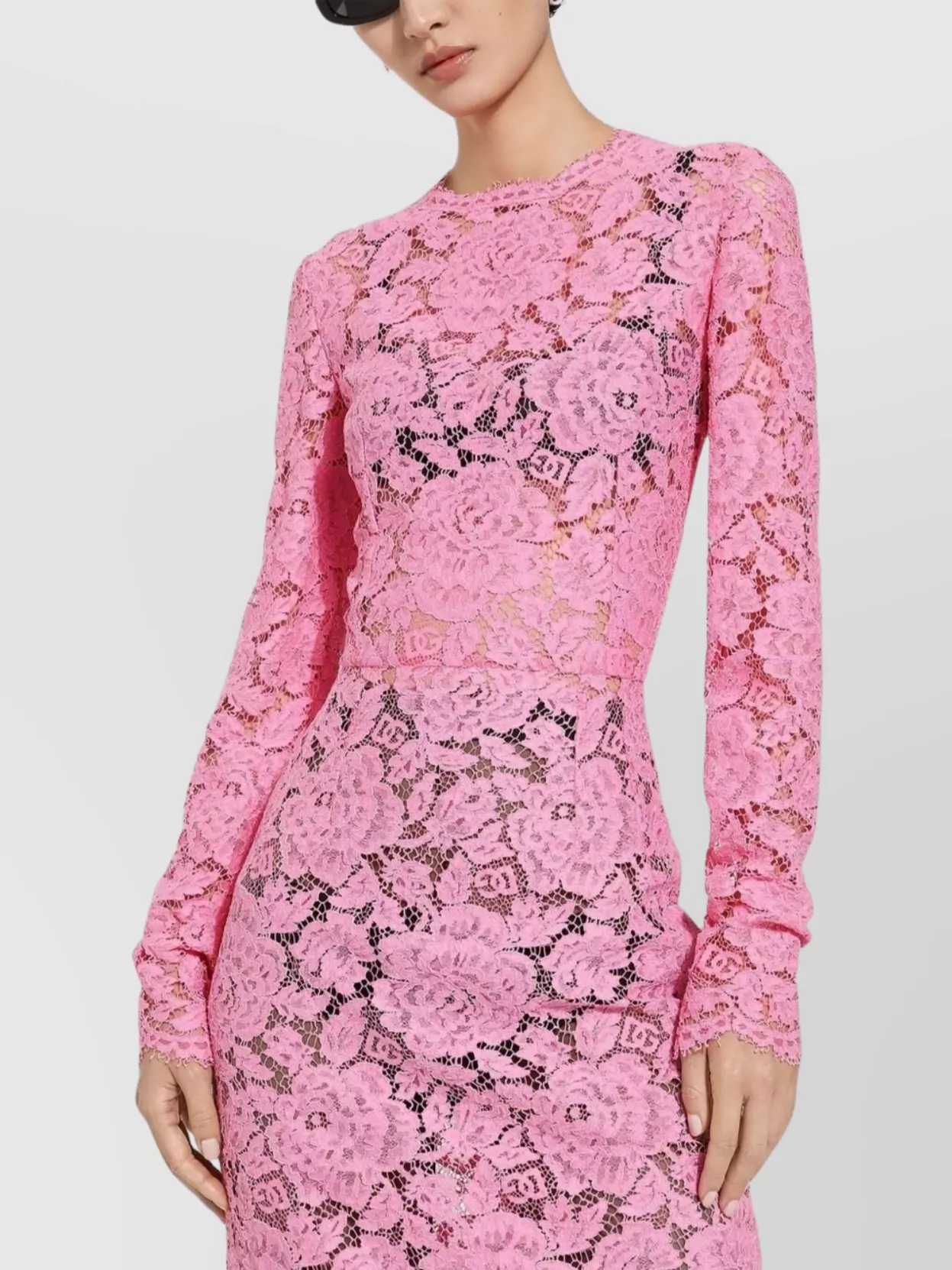 Dolce&Gabbana Sheath Dress With Floral Lace Overlay