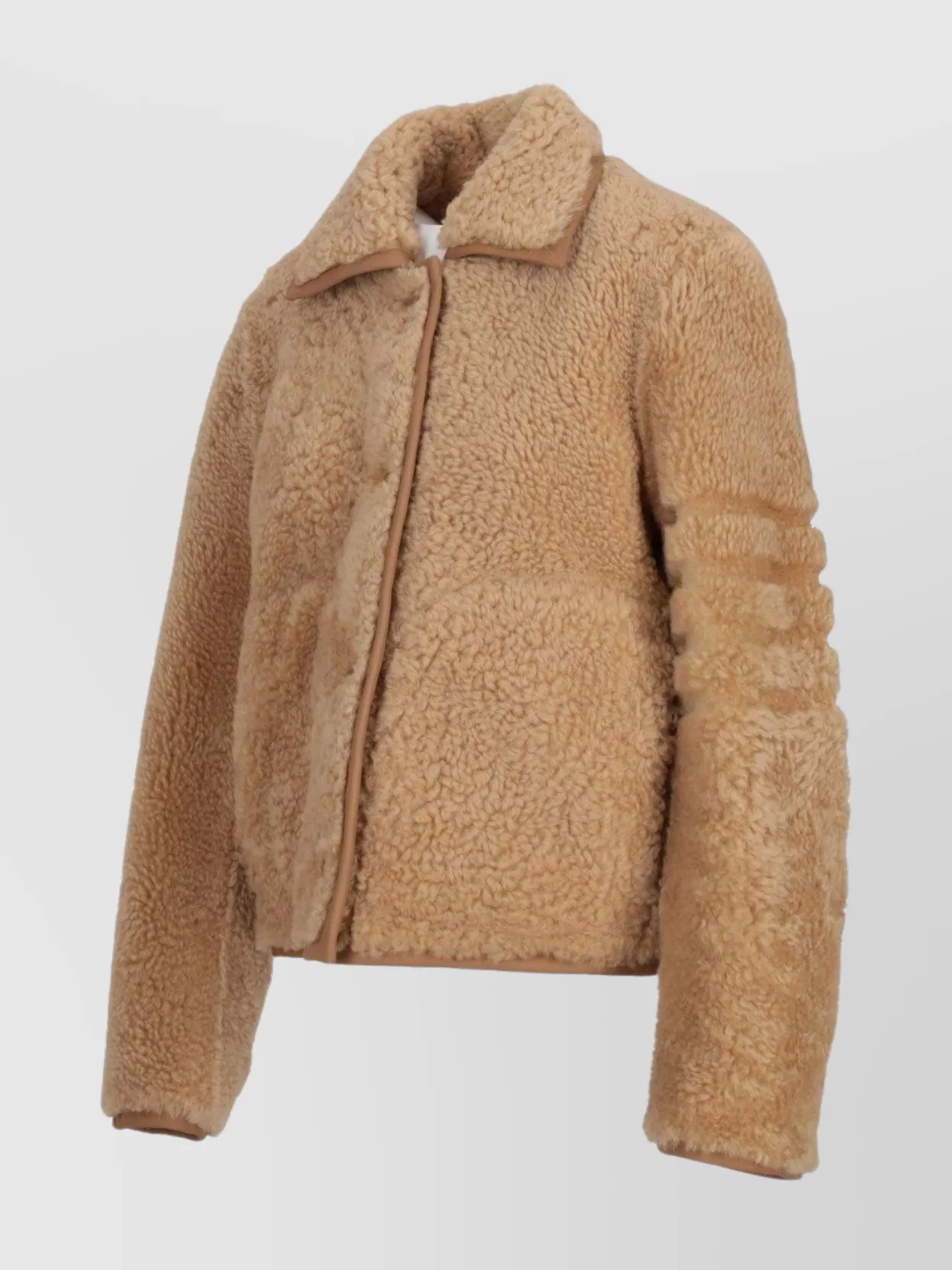Thom Browne Shearling Collared Jacket Long Sleeves