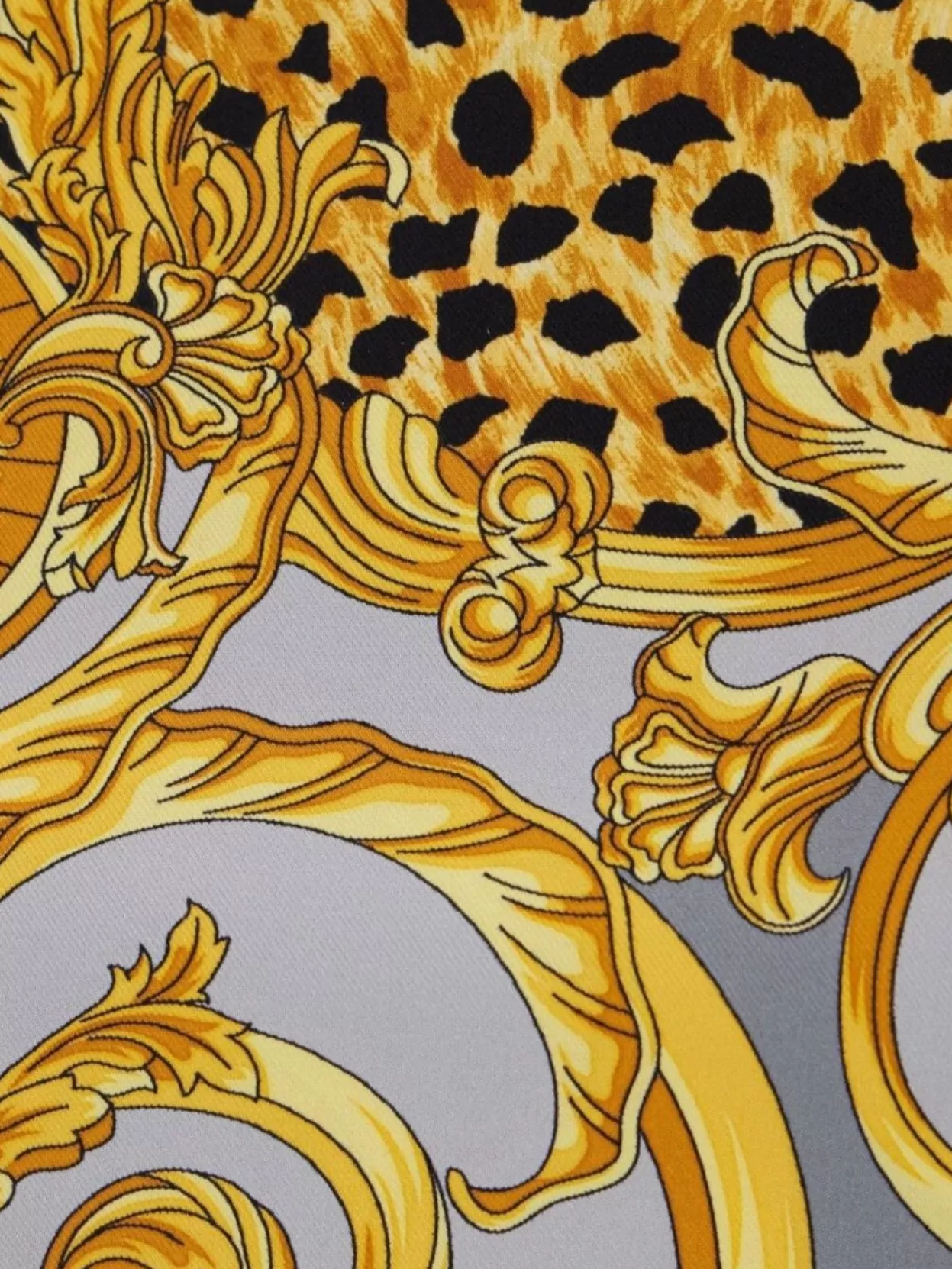 Versace Baroque Scarf Gold Accents Leopard Print