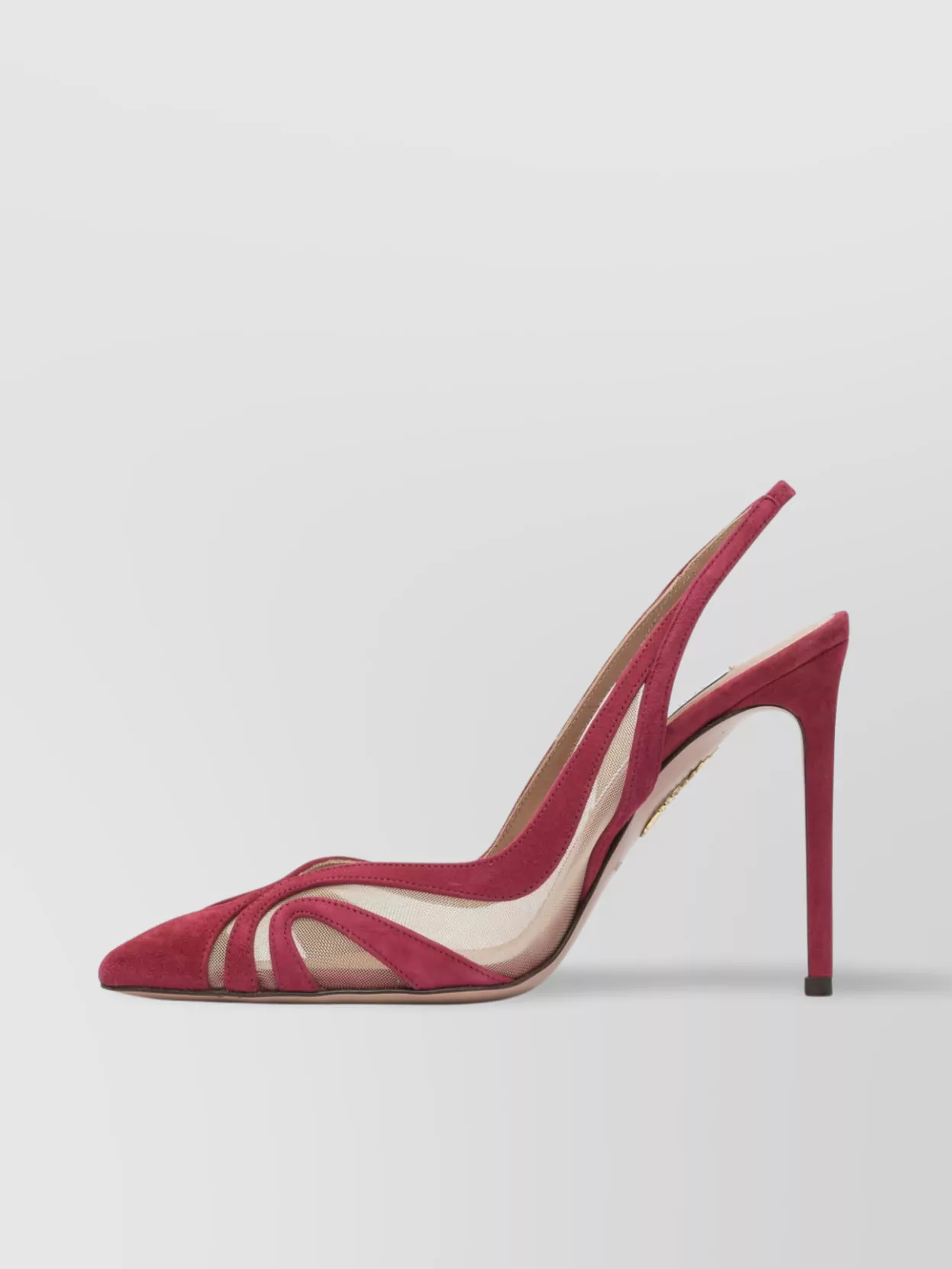 Aquazzura Mesh Panel Pointed Toe Stiletto Heel Suede Finish