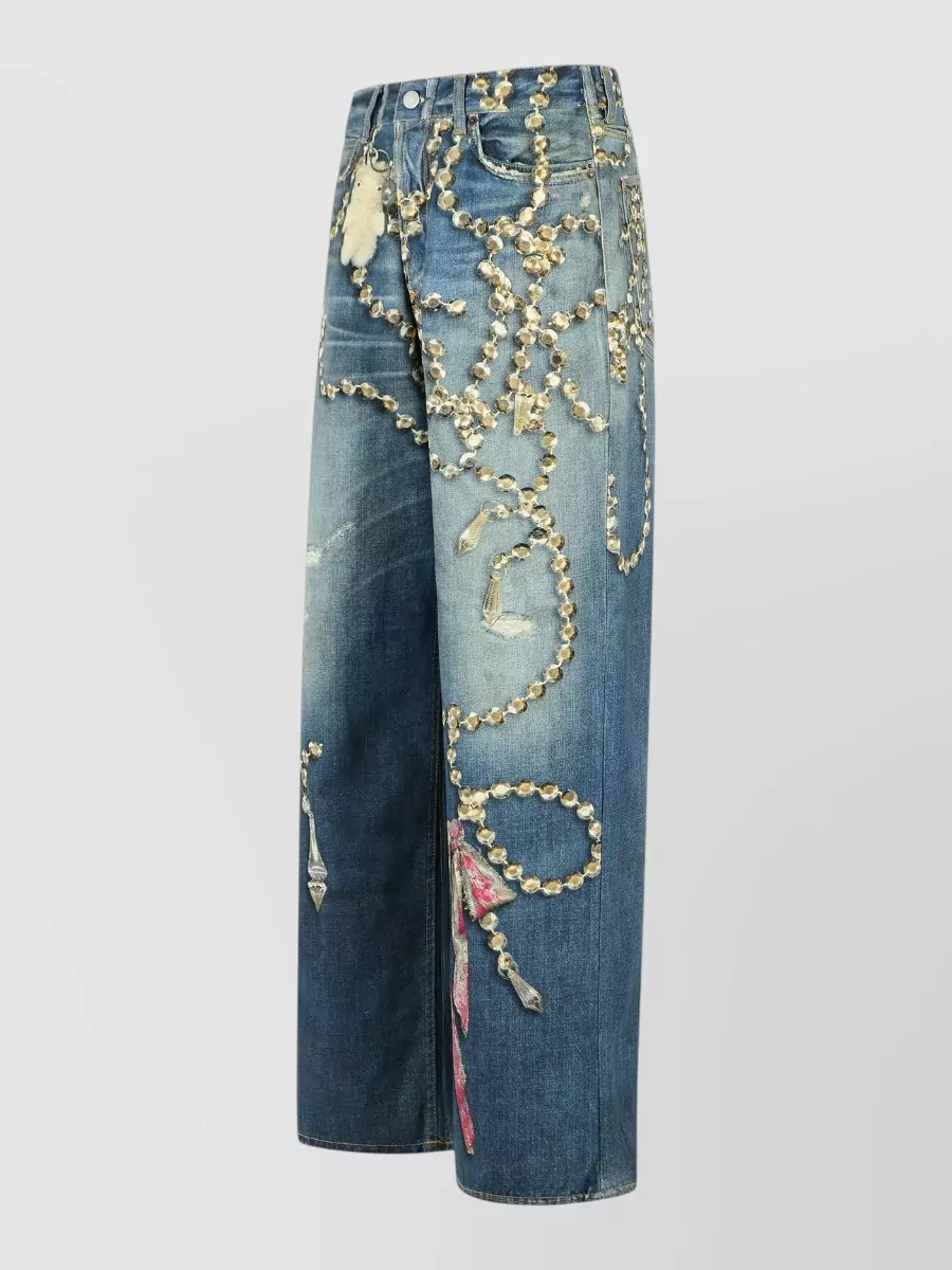 Acne Studios 1981 Distressed Wide Leg Denim Trousers