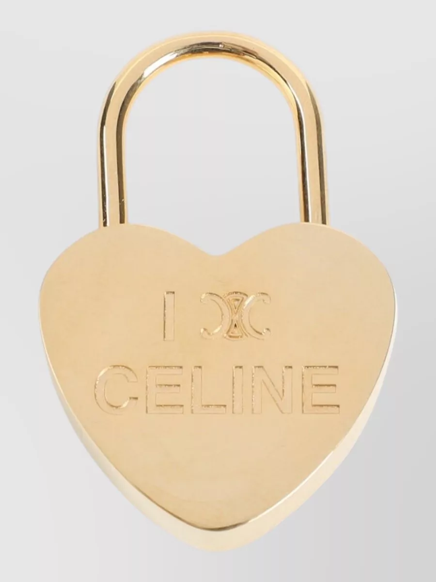 Celine Heart Padlock Necklace Engraved Design