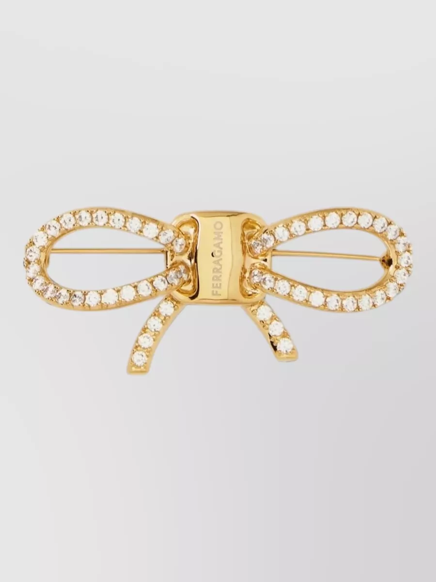 Ferragamo crystal-embellished bow brooch