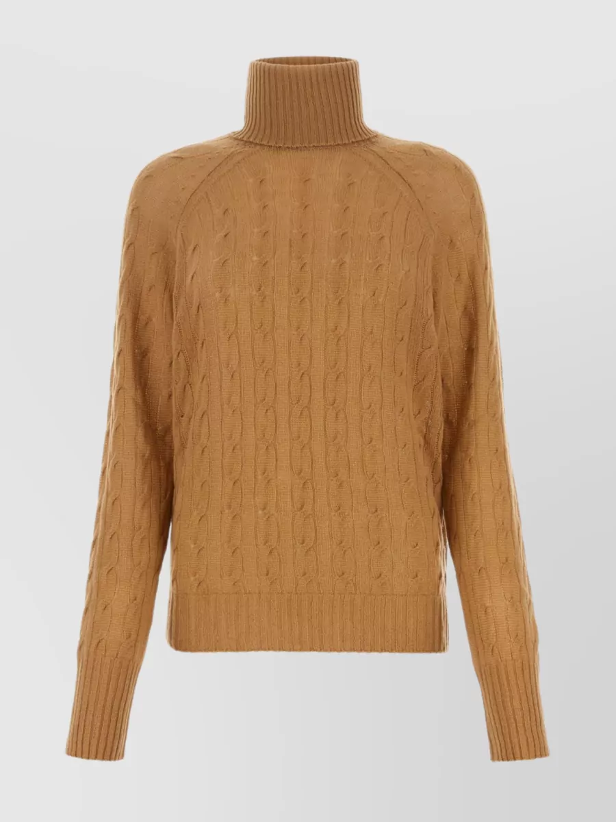 Shop Etro Cashmere Cable Knit Sweater In Brown