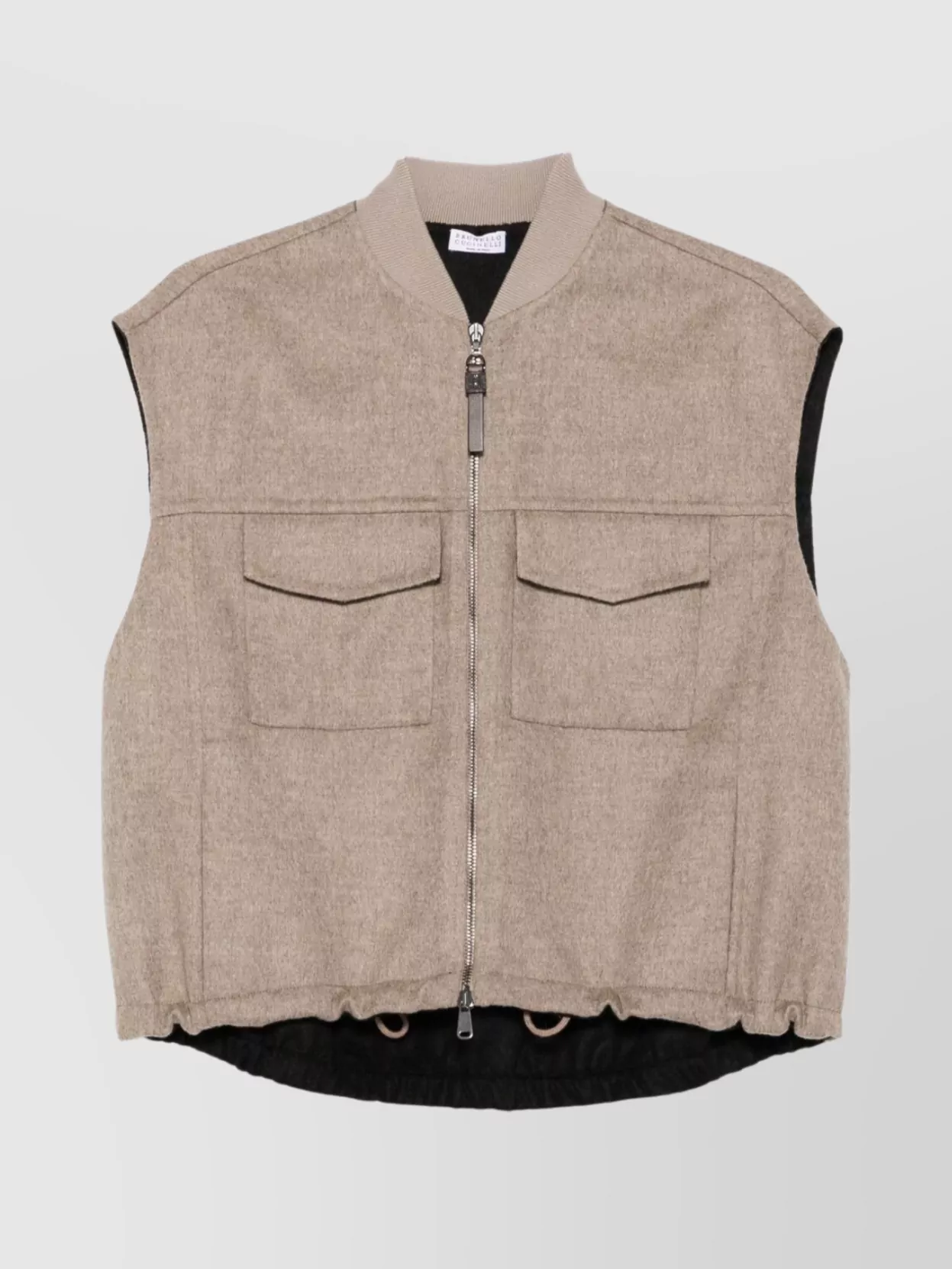 Brunello Cucinelli Wool Vest Zippered Drawstring Hem