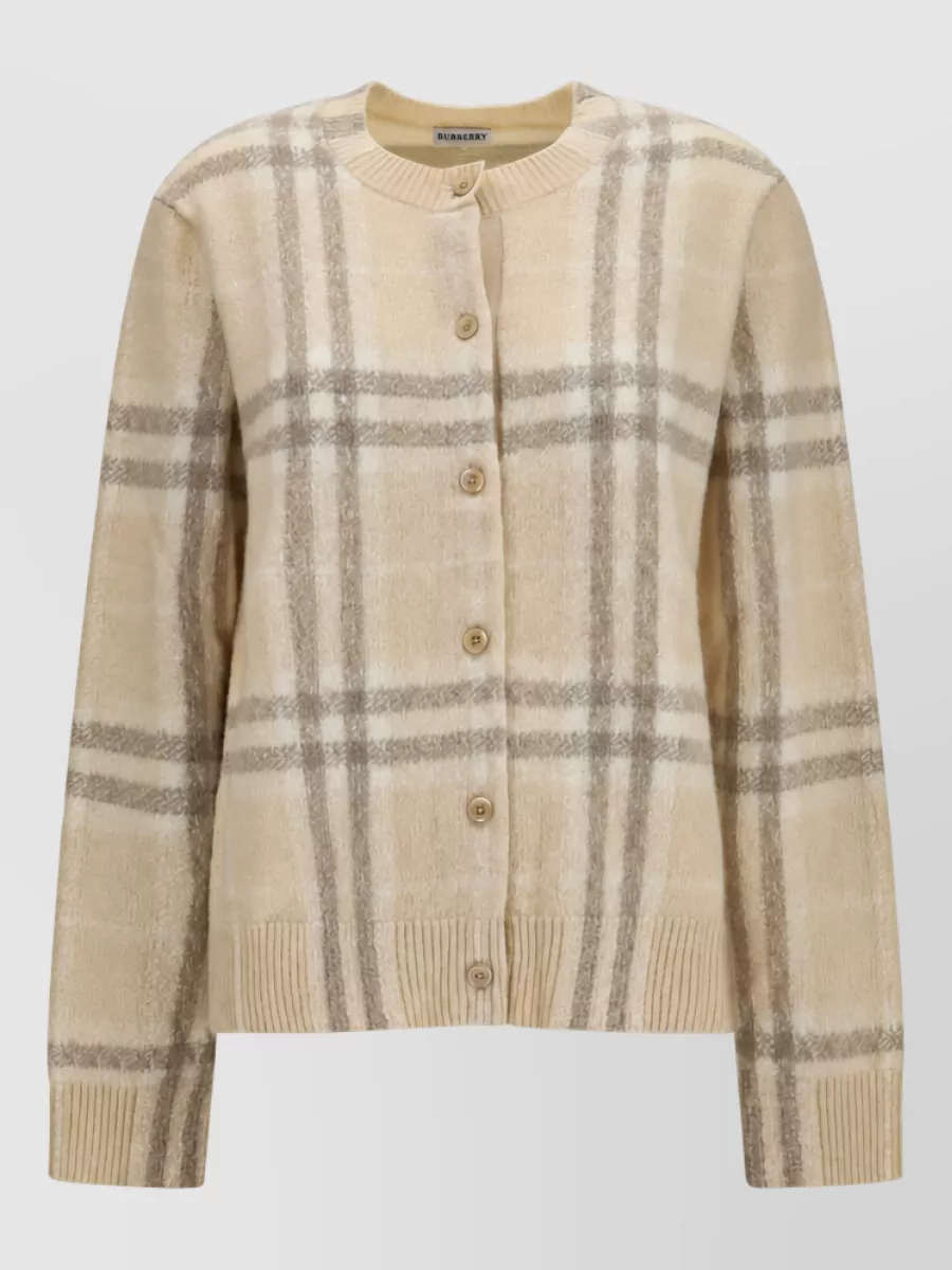 Burberry checked ribbed cashmere cardigan