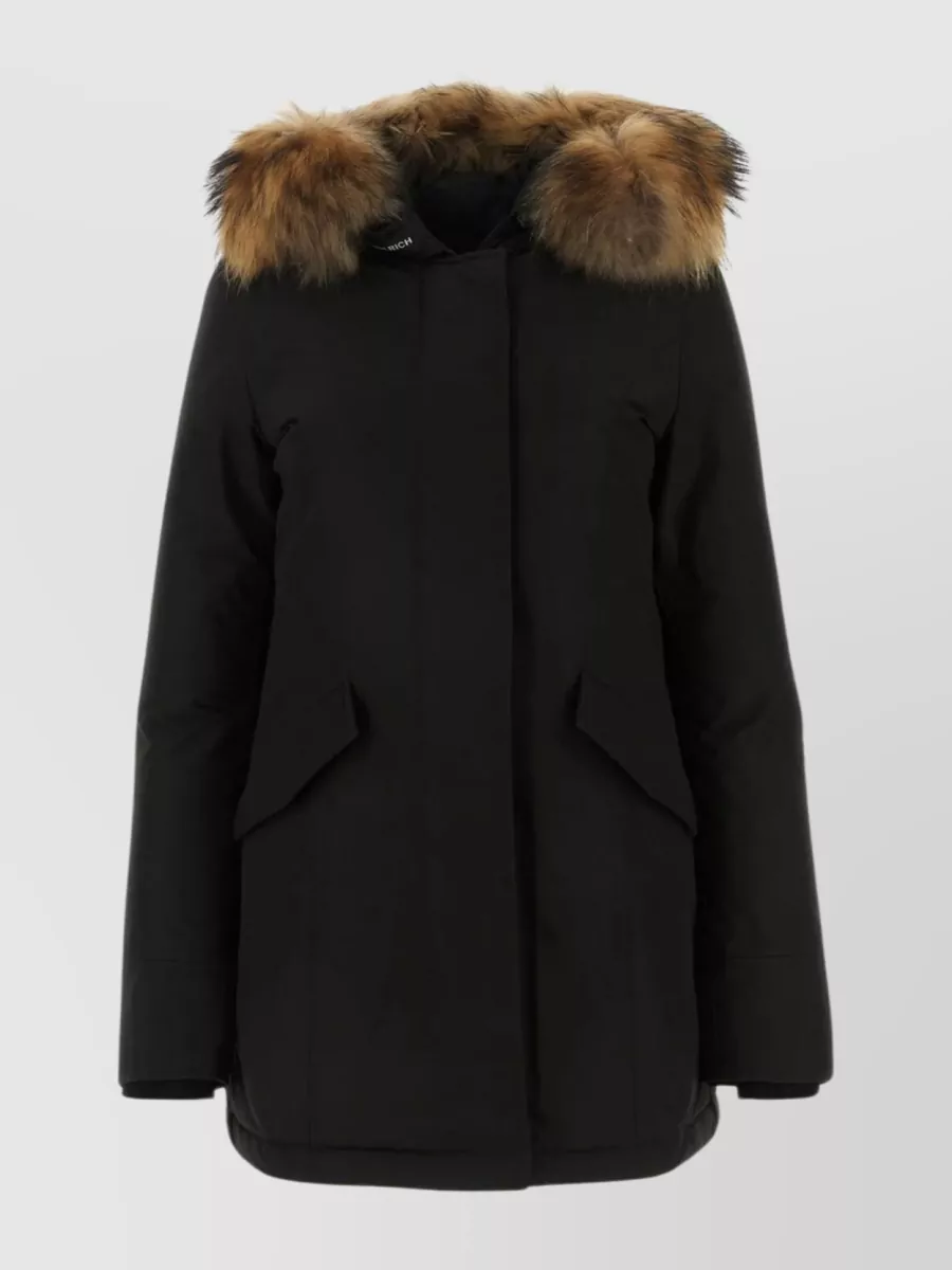 Shop Woolrich Nylon Hooded Down Jacket In Black