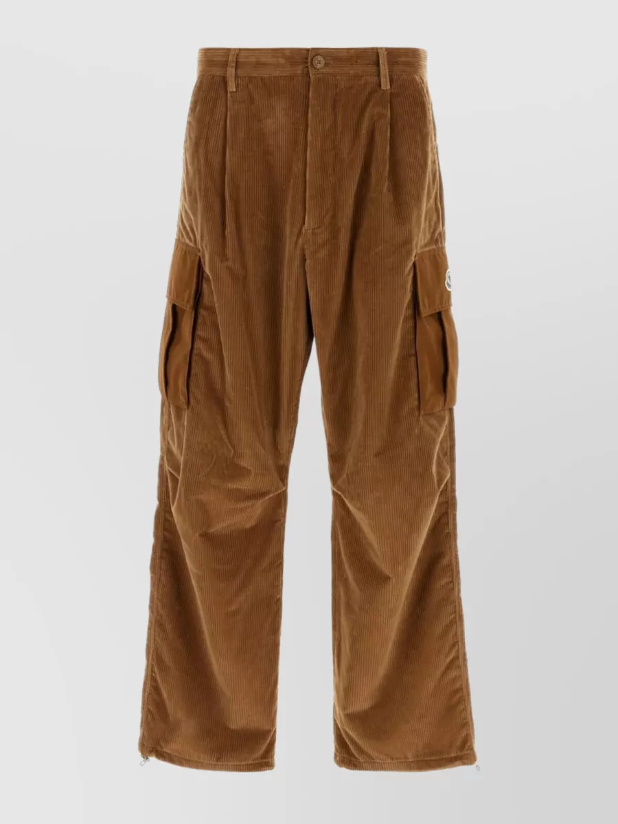 Shop Moncler Adjustable Cuffs Corduroy Trousers In Brown