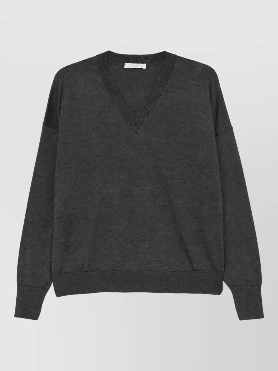 Zanone virgin wool v-neck long-sleeve knitted top