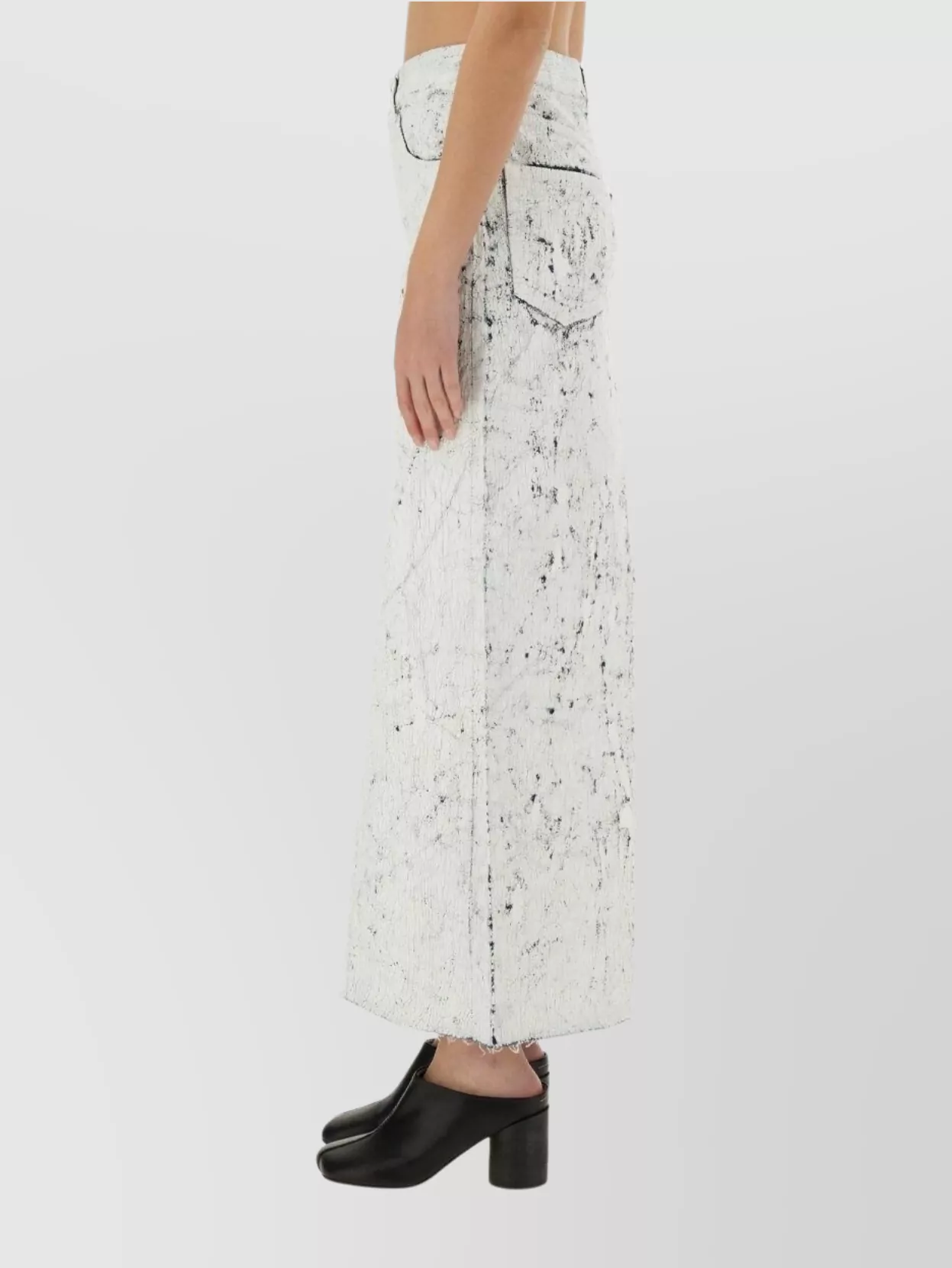 Mm6 Maison Margiela Bianchetto Painted Raw Edge Denim Maxi Skirt
