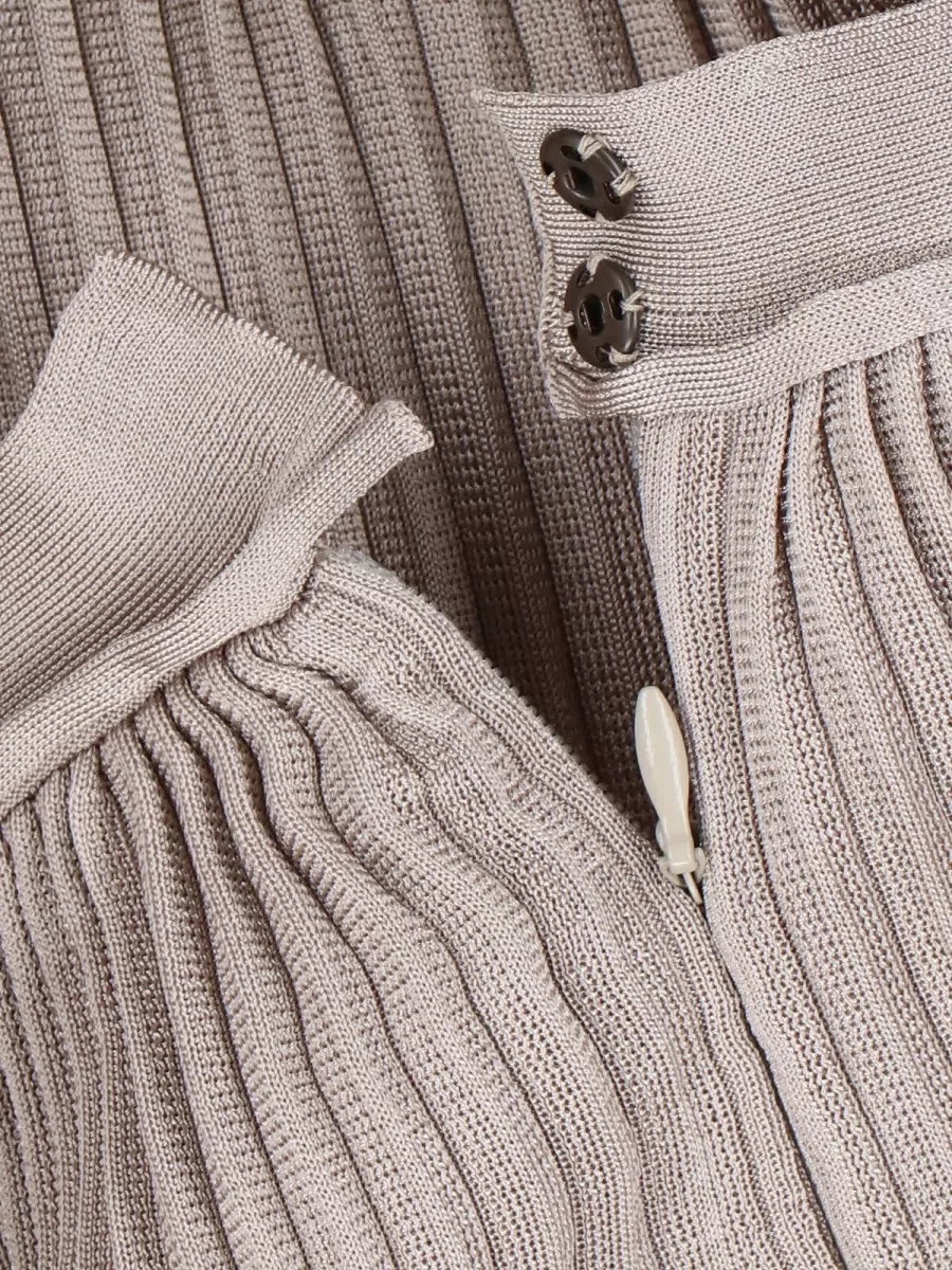 Giorgio Armani Pleated High Waist Maxi Skirt Button Detail