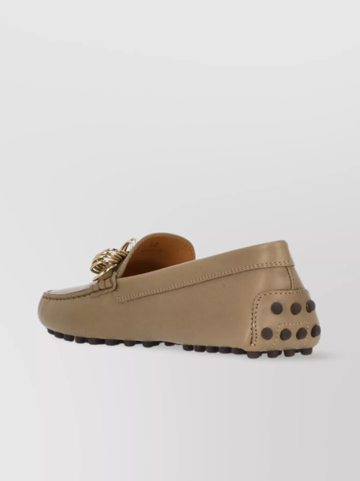 Tod's Leather Loafers With Chain And Metal Accents