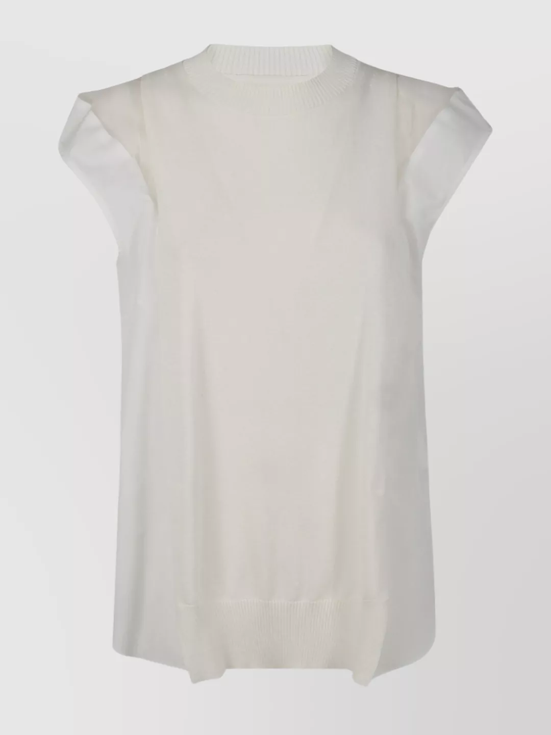 Sacai - cap sleeve mesh knit pullover