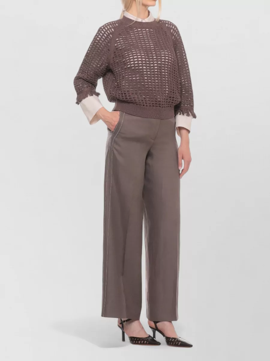 Peserico Cotton Perforated Sequin Crewneck Sweatshirt
