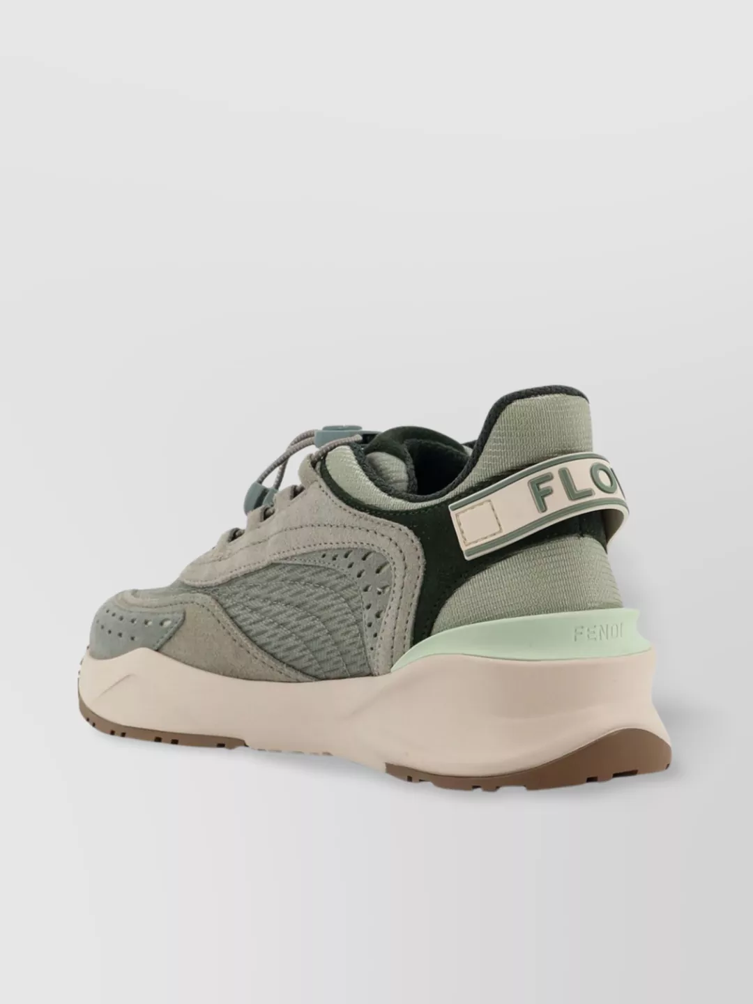 Fendi Mesh And Suede Sneakers With Perforated Design