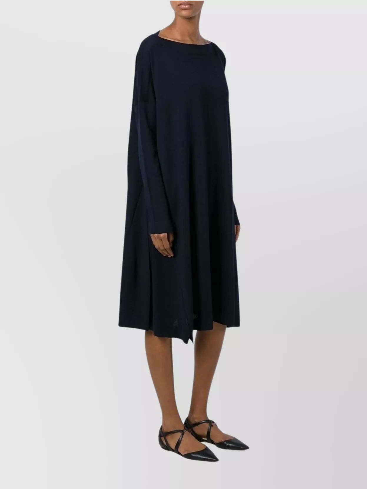 Daniela Gregis Midi Dress With Belted Waist And Long Sleeves