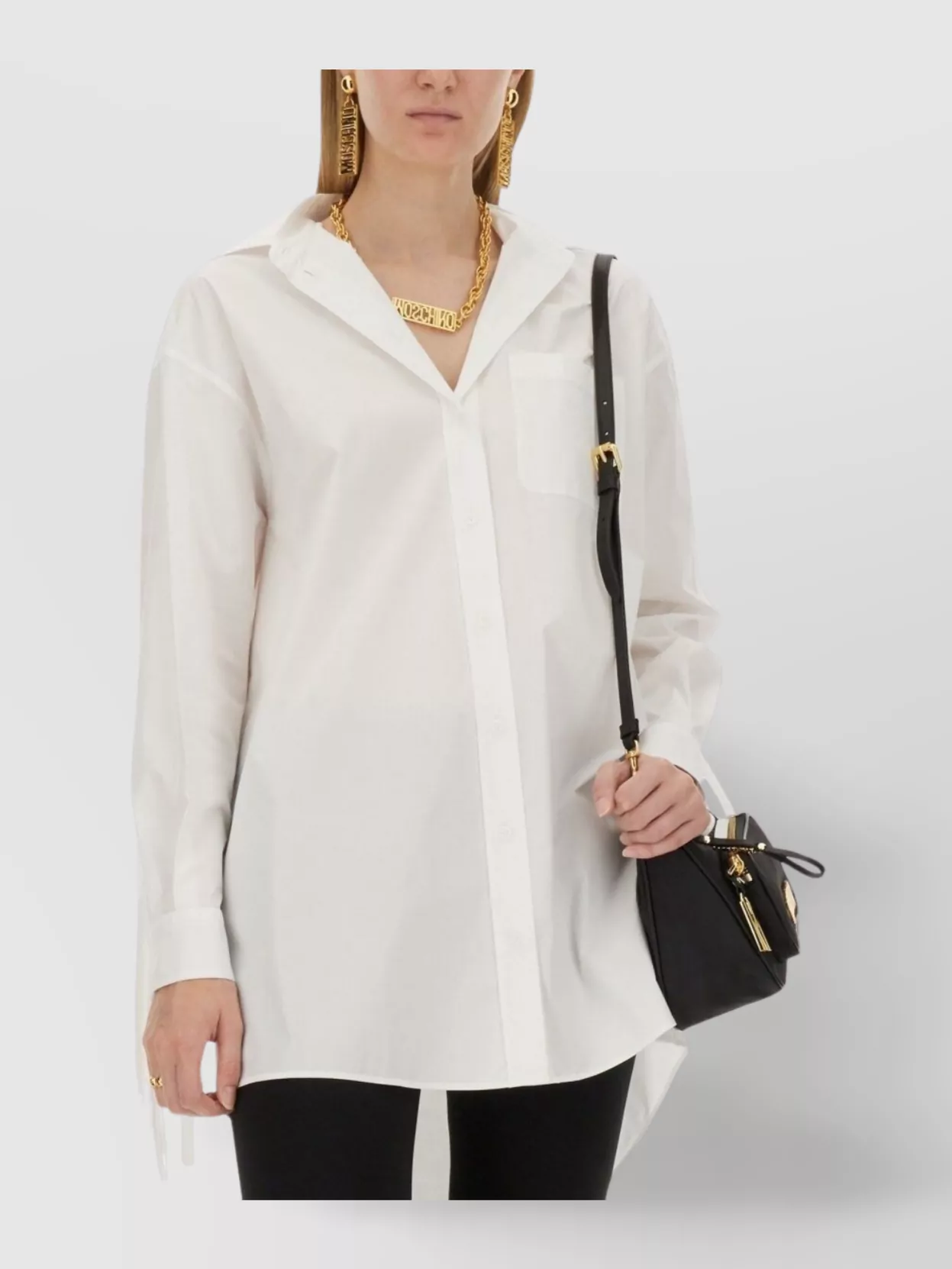Moschino Cotton Shirt With Pocket And Fringe Detailing