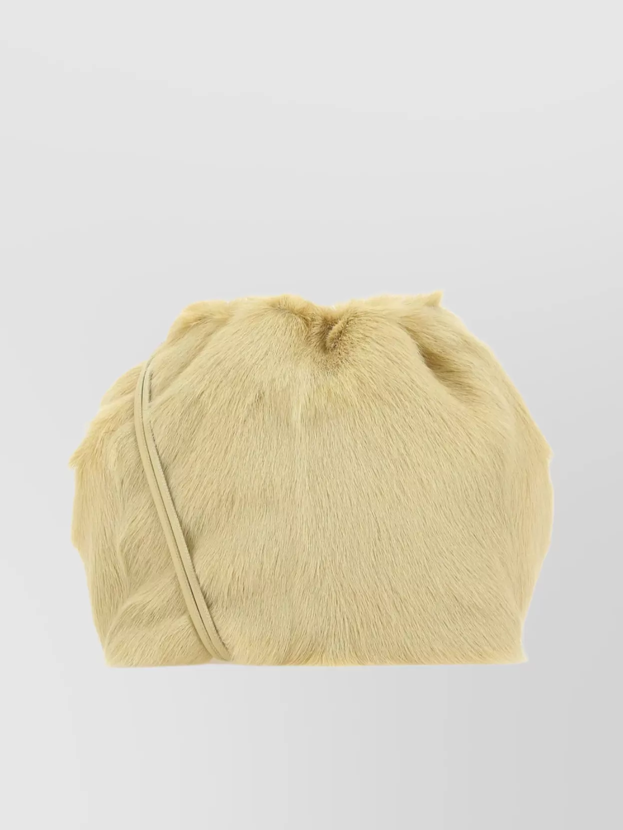 Shop Jil Sander Textured Faux Fur Bucket Bag With Leather Handles In Cream