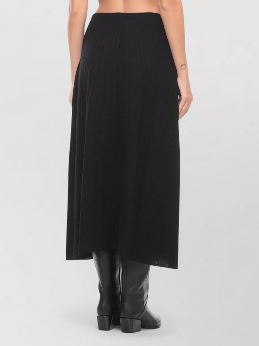 D.exterior Cashmere Ribbed Midi A-Line Skirt