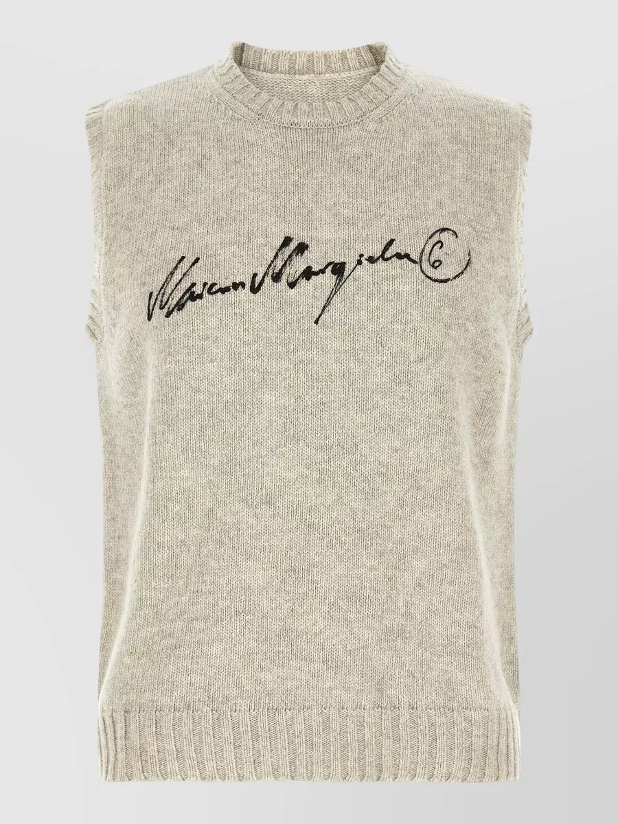 Mm6 Maison Margiela Wool Logo-Print Sleeveless Jumper