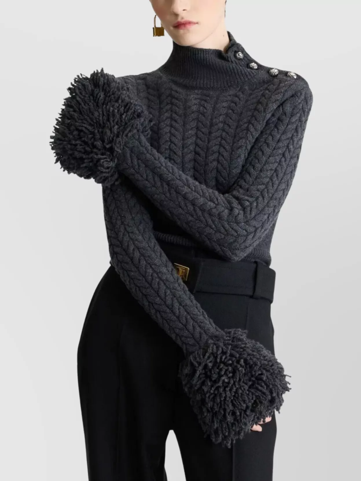 Patou Textured Knit Jumper Button Detail