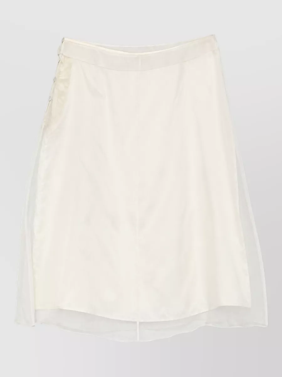 Ami Paris Silk Sheer Layered Midi A-Line Skirt
