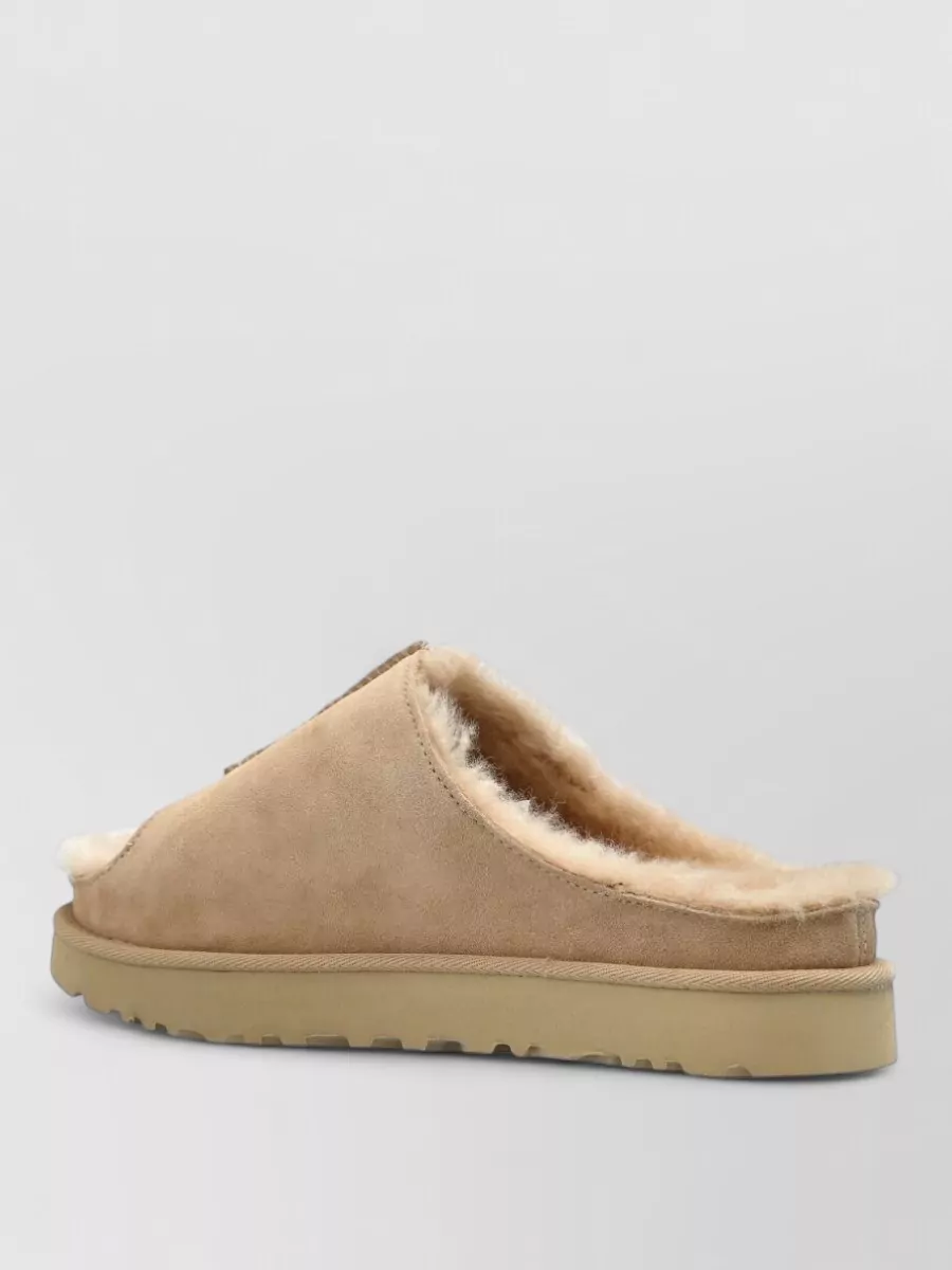 Ugg Shearling-Lined Suede Leather Slides