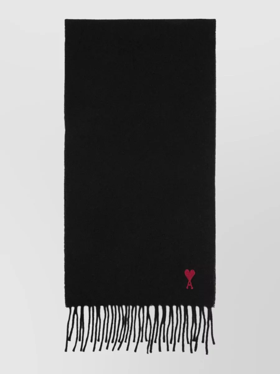 Ami Paris wool fringed scarf
