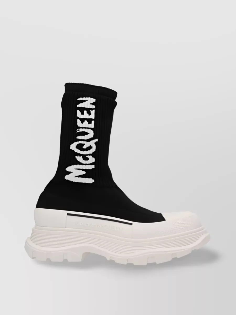 Shop Alexander Mcqueen Printed Chunky Sock Sneakers In White